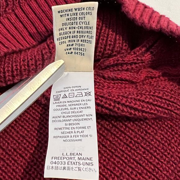 L.L. Bean Cotton Shaker-Stitch Sweater Women's Medium Funnelneck Deep Wine - Picture 5 of 8